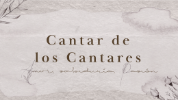 Cantares: Amor y Mantenimiento